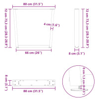 Produktbild för Matbordsben V-formade 3 st vita 80x(72-73,3) cm stål