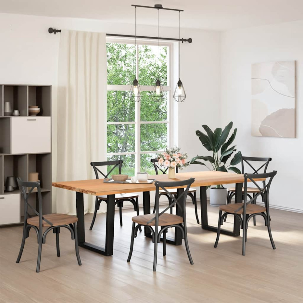 Produktbild för Matbordsben V-formade 3 st svarta 90x(72-73,3) cm stål