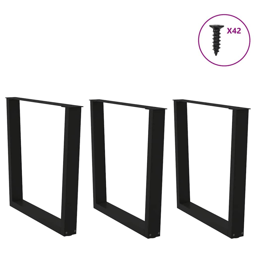 Produktbild för Matbordsben V-formade 3 st svarta 90x(72-73,3) cm stål