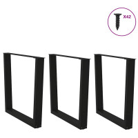 Produktbild för Matbordsben V-formade 3 st svarta 90x(72-73,3) cm stål
