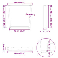 Produktbild för Matbordsben V-formade 3 st vita 90x(72-73,3) cm stål