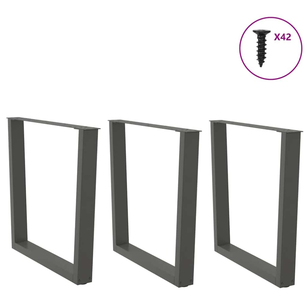 Produktbild för Matbordsben V-formade 3 st antracit 90x(72-73,3) cm stål