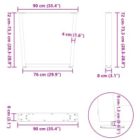 Produktbild för Matbordsben V-formade 3 st antracit 90x(72-73,3) cm stål