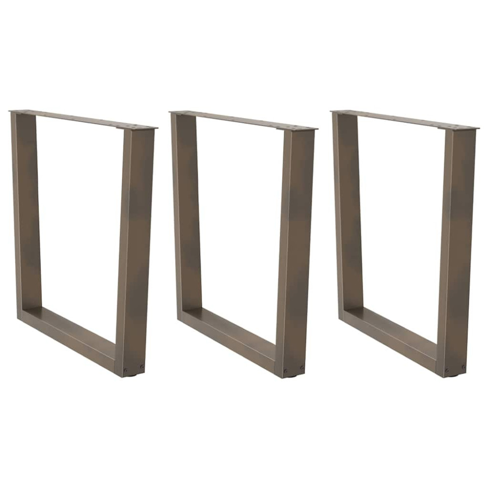 Produktbild för Matbordsben V-formade 3 st naturstål 90x(72-73,3) cm stål