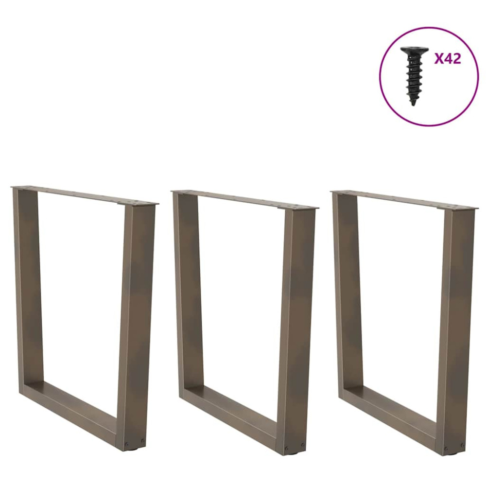 Produktbild för Matbordsben V-formade 3 st naturstål 90x(72-73,3) cm stål