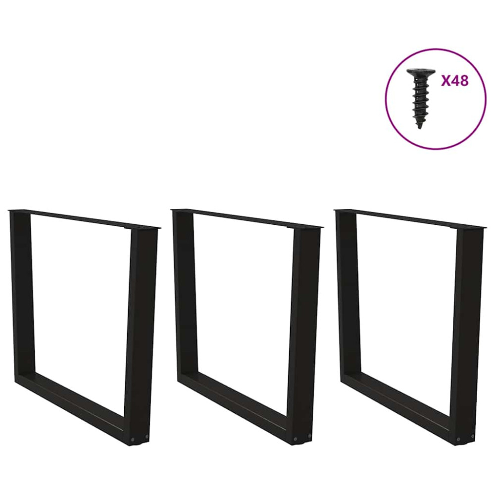 Produktbild för Matbordsben V-formade 3 st svarta 100x(72-73,3) cm stål