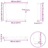 Produktbild för Matbordsben V-formade 3 st svarta 100x(72-73,3) cm stål