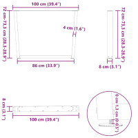 Produktbild för Matbordsben V-formade 3 st vita 100x(72-73,3) cm stål