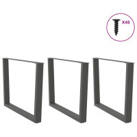Produktbild för Matbordsben V-formade 3 st antracit 100x(72-73,3) cm stål