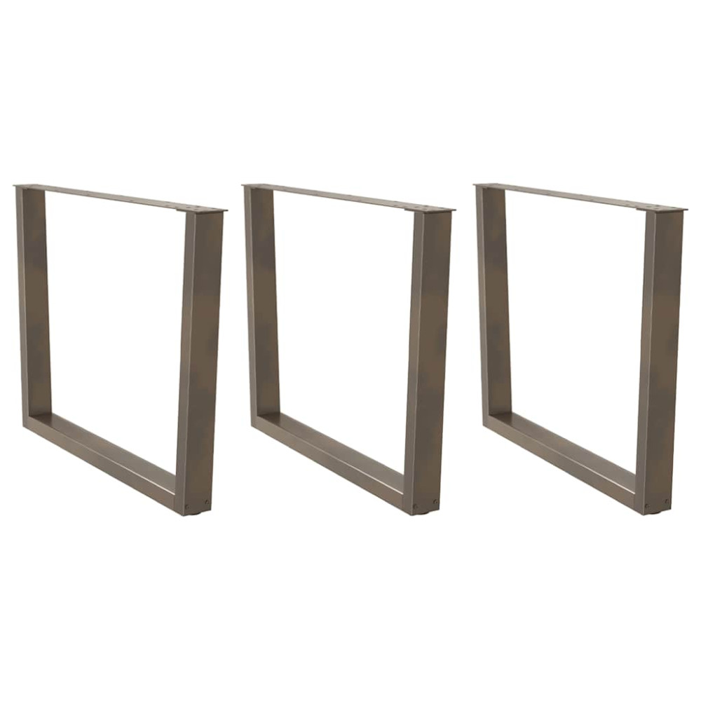 Produktbild för Matbordsben V-formade 3 st naturstål 100x(72-73,3) cm stål
