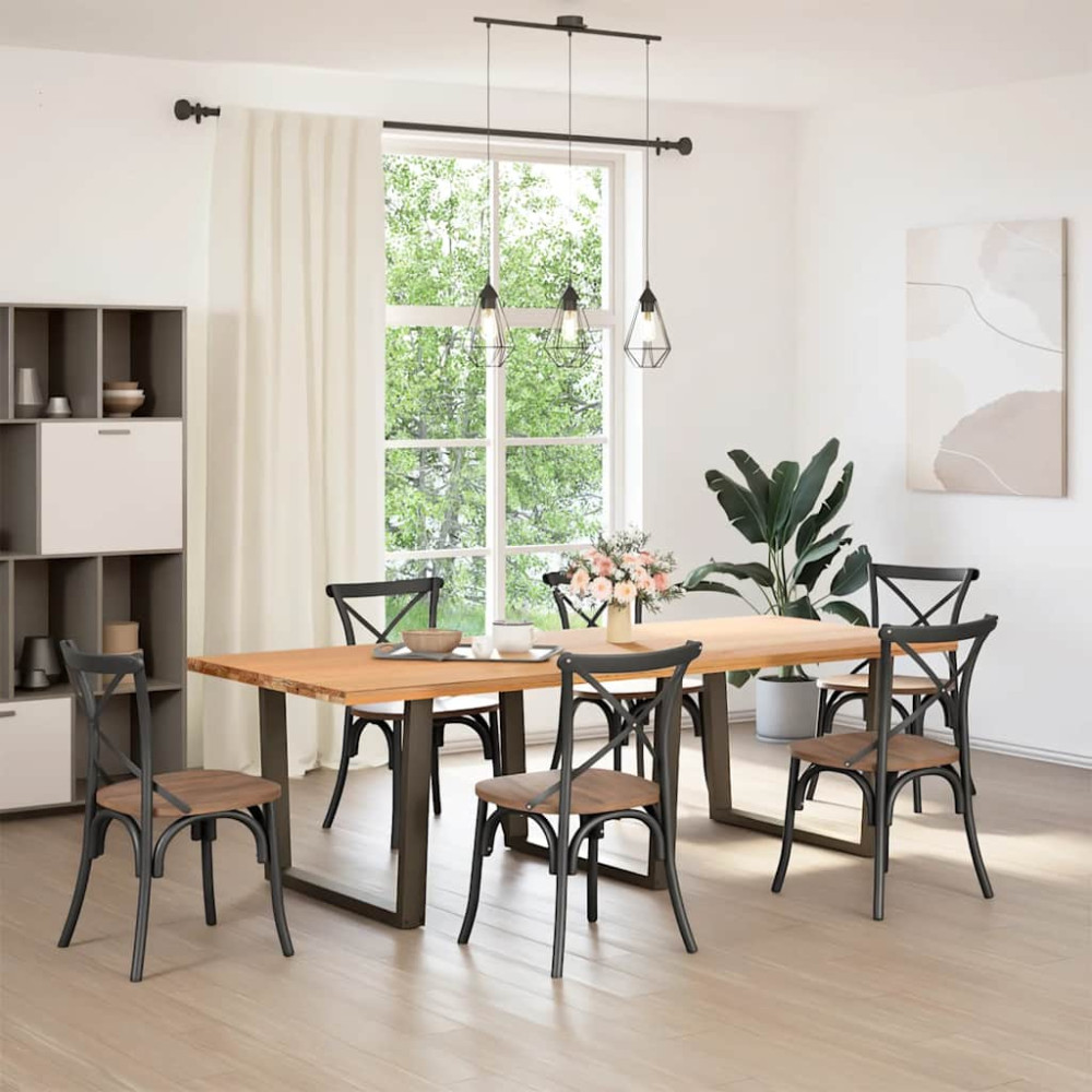Produktbild för Matbordsben V-formade 3 st naturstål 100x(72-73,3) cm stål