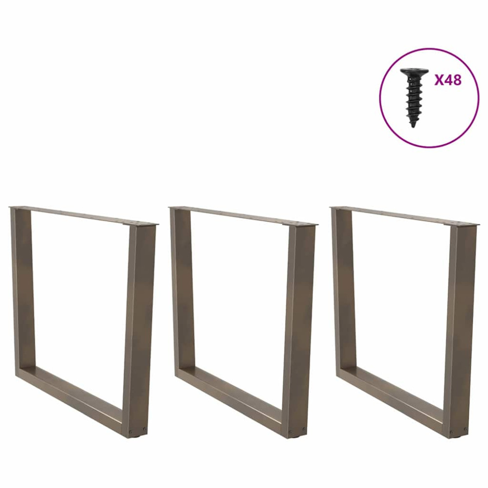 Produktbild för Matbordsben V-formade 3 st naturstål 100x(72-73,3) cm stål