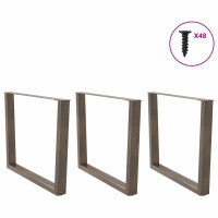 Produktbild för Matbordsben V-formade 3 st naturstål 100x(72-73,3) cm stål