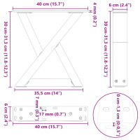 Produktbild för Soffbordsben 2 st vita 40x(30-31,3) cm stål