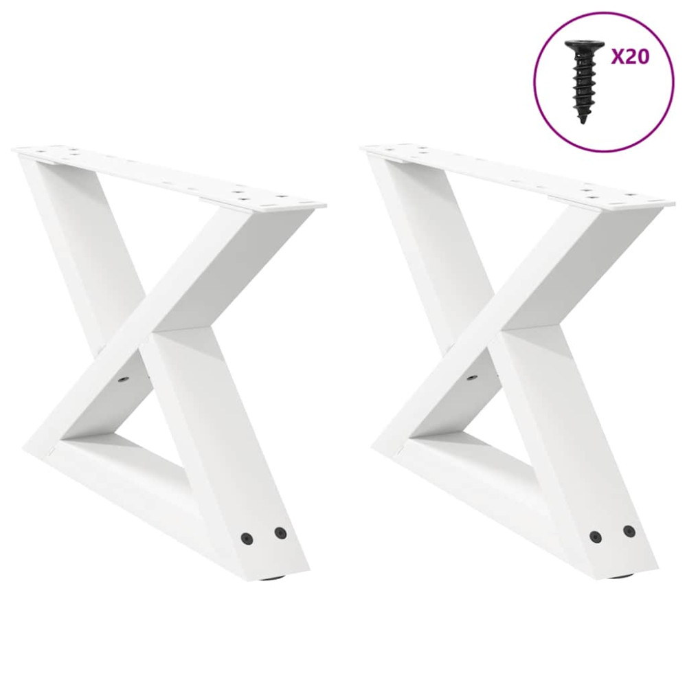 Produktbild för Soffbordsben 2 st vita 50x(30-31,3) cm stål