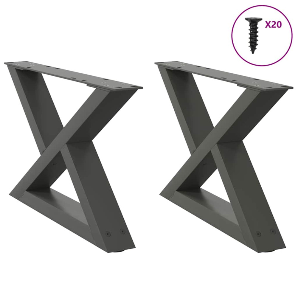 Produktbild för Soffbordsben 2 st antracit 50x(30-31,3) cm stål