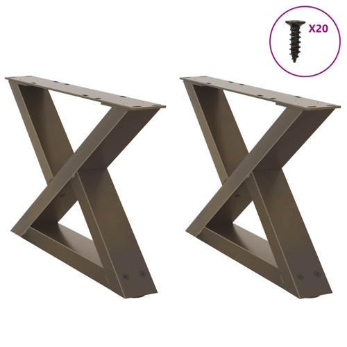 vidaXL Soffbordsben 2 st naturstål 50x(30-31,3) cm stål