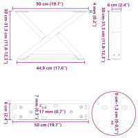 Produktbild för Soffbordsben 2 st naturstål 50x(30-31,3) cm stål