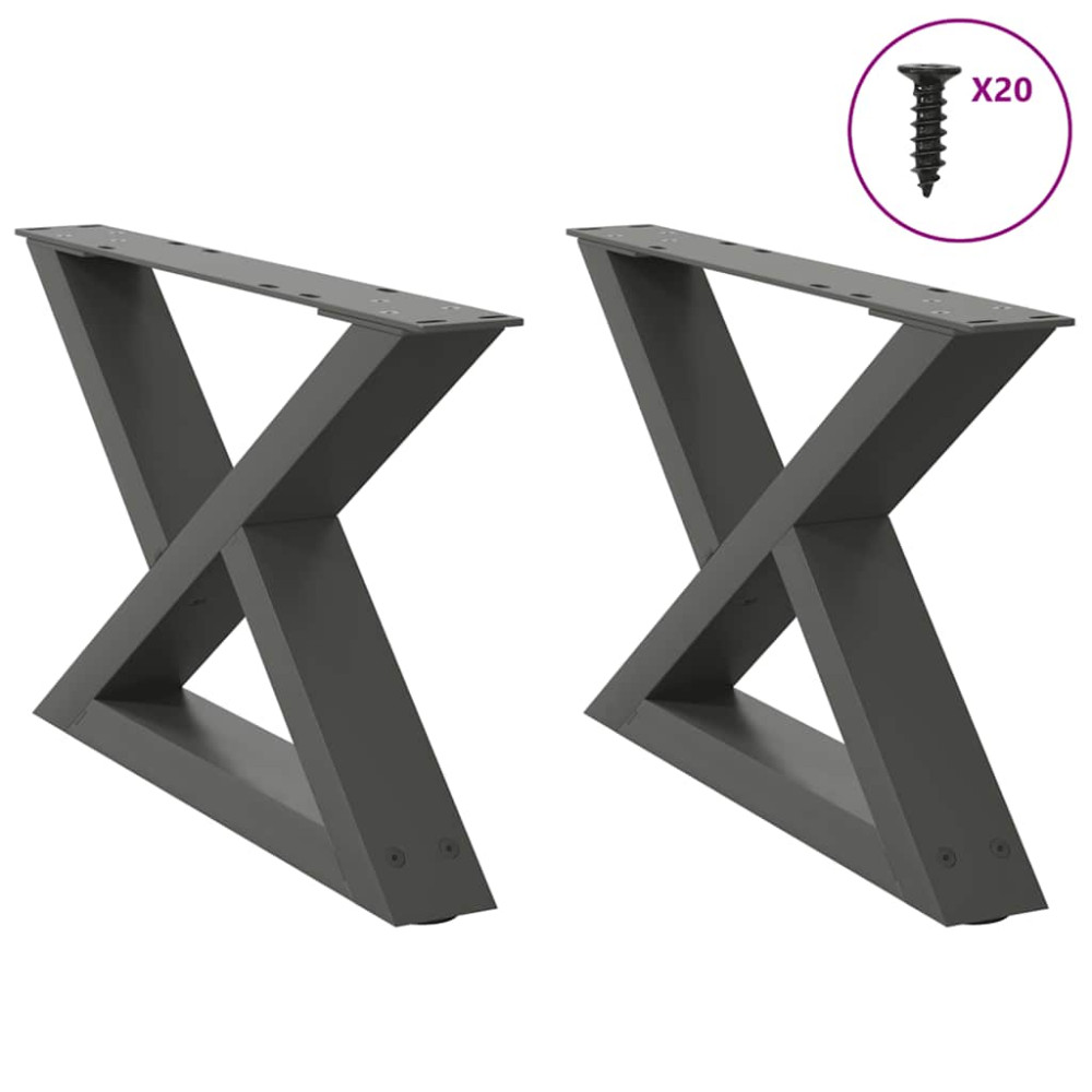 Produktbild för Soffbordsben 2 st antracit 60x(30-31,3) cm stål