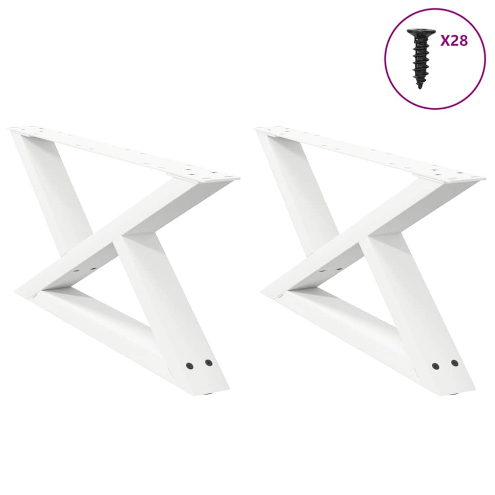 Produktbild för Soffbordsben 2 st vita 70x(30-31,3) cm stål