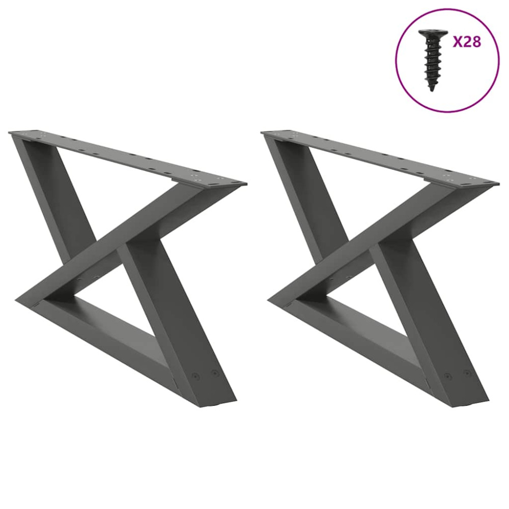 Produktbild för Soffbordsben 2 st antracit 70x(30-31,3) cm stål