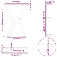 Produktbild för Soffbordsben 2 st svarta 28x(42-43,3) cm stål