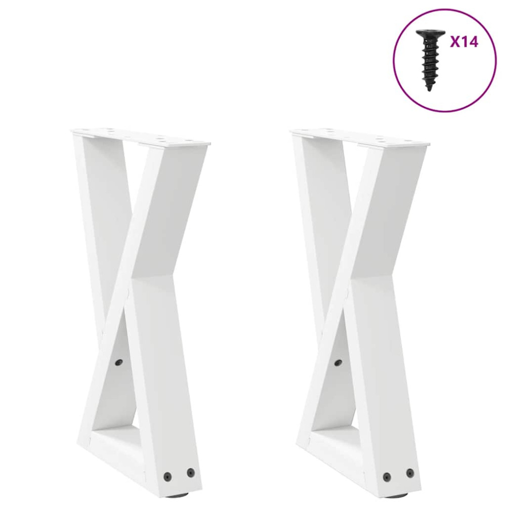 Produktbild för Soffbordsben 2 st vita 28x(42-43,3) cm stål