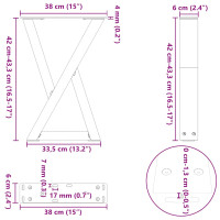 Produktbild för Soffbordsben 2 st svarta 38x(42-43,3) cm stål
