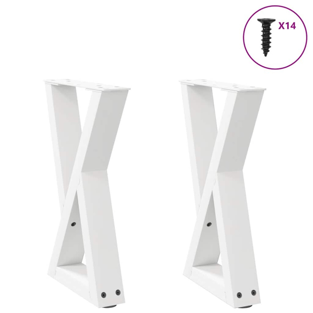 Produktbild för Soffbordsben 2 st vita 38x(42-43,3) cm stål