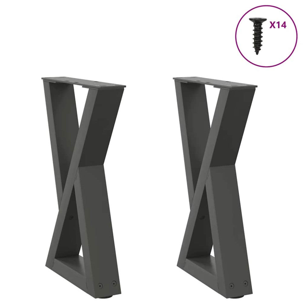 Produktbild för Soffbordsben 2 st antracit 38x(42-43,3) cm stål