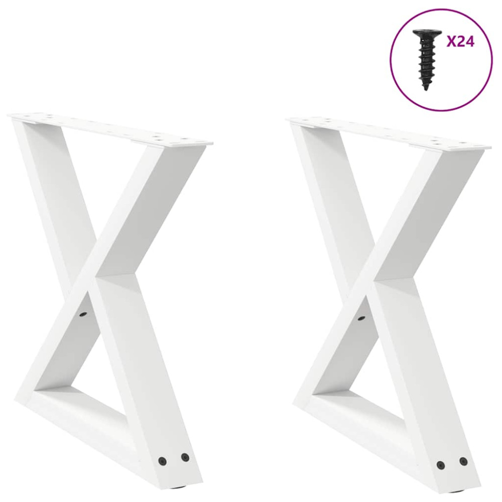 Produktbild för Soffbordsben 2 st vita 50x(42-43,3) cm stål