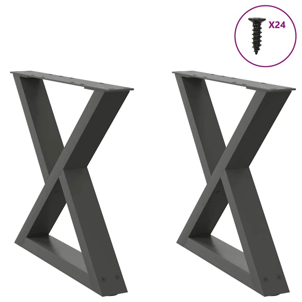 Produktbild för Soffbordsben 2 st antracit 60x(42-43,3) cm stål