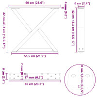 Produktbild för Soffbordsben 2 st naturstål 60x(42-43,3) cm stål