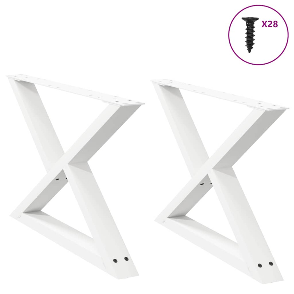 Produktbild för Soffbordsben 2 st vita 70x(42-43,3) cm stål
