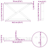 Produktbild för Soffbordsben 2 st vita 70x(42-43,3) cm stål