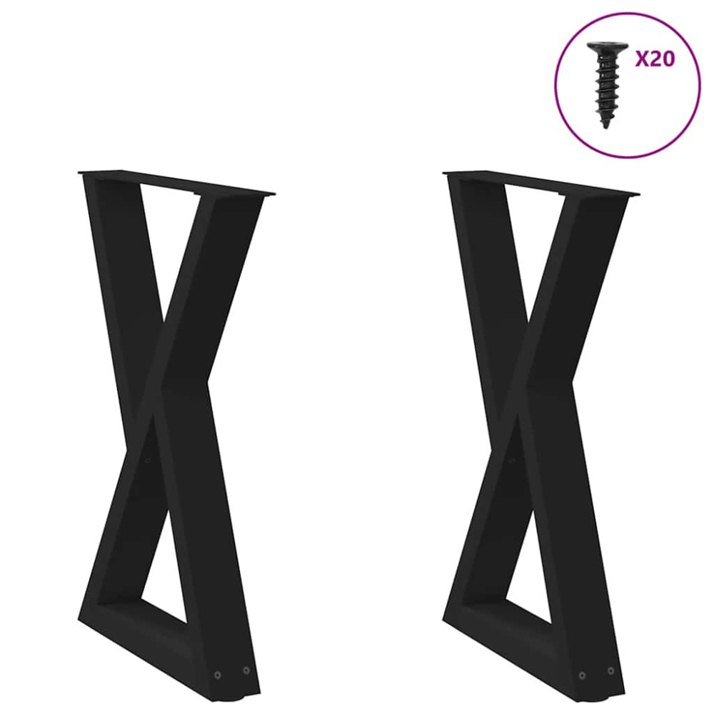 Produktbild för Matbordsben 2 st svarta 50x(72-73,3) cm stål