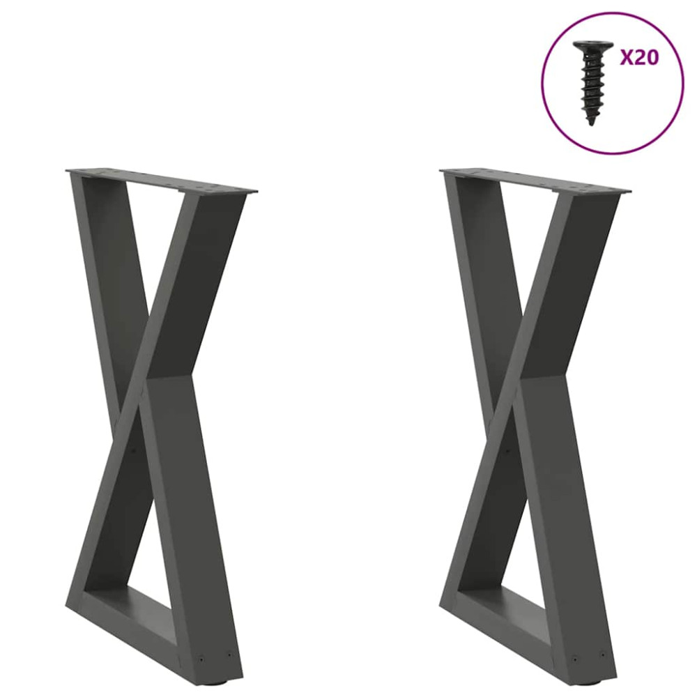 Produktbild för Matbordsben 2 st antracit 50x(72-73,3) cm stål