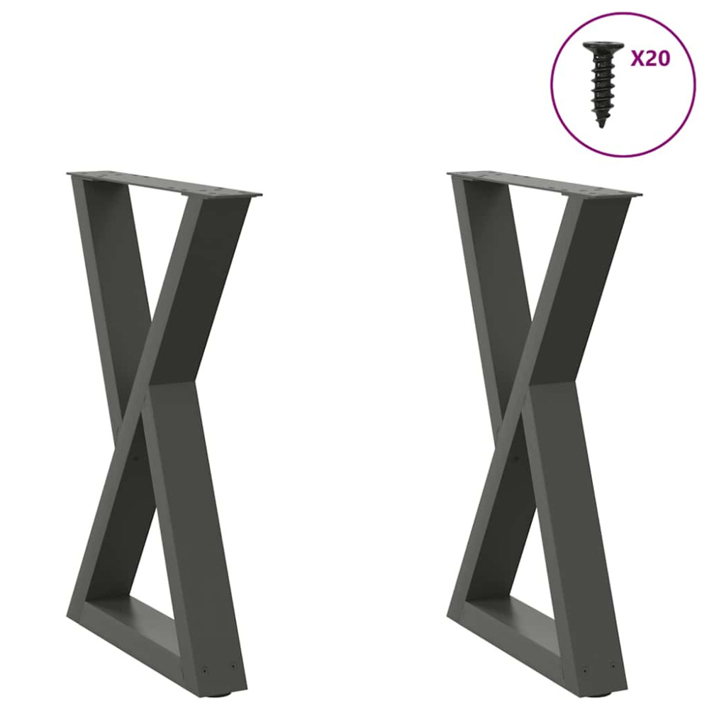 Produktbild för Matbordsben 2 st antracit 60x(72-73,3) cm stål