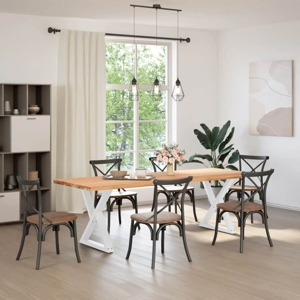 Produktbild för Matbordsben 2 st vita 70x(72-73,3) cm stål