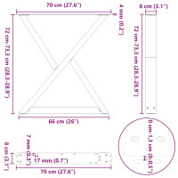 Produktbild för Matbordsben 2 st antracit 70x(72-73,3) cm stål