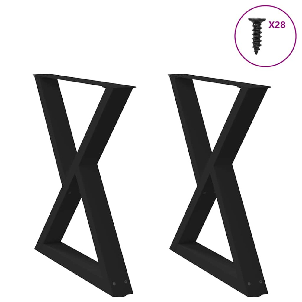 Produktbild för Matbordsben 2 st svarta 80x(72-73,3) cm stål