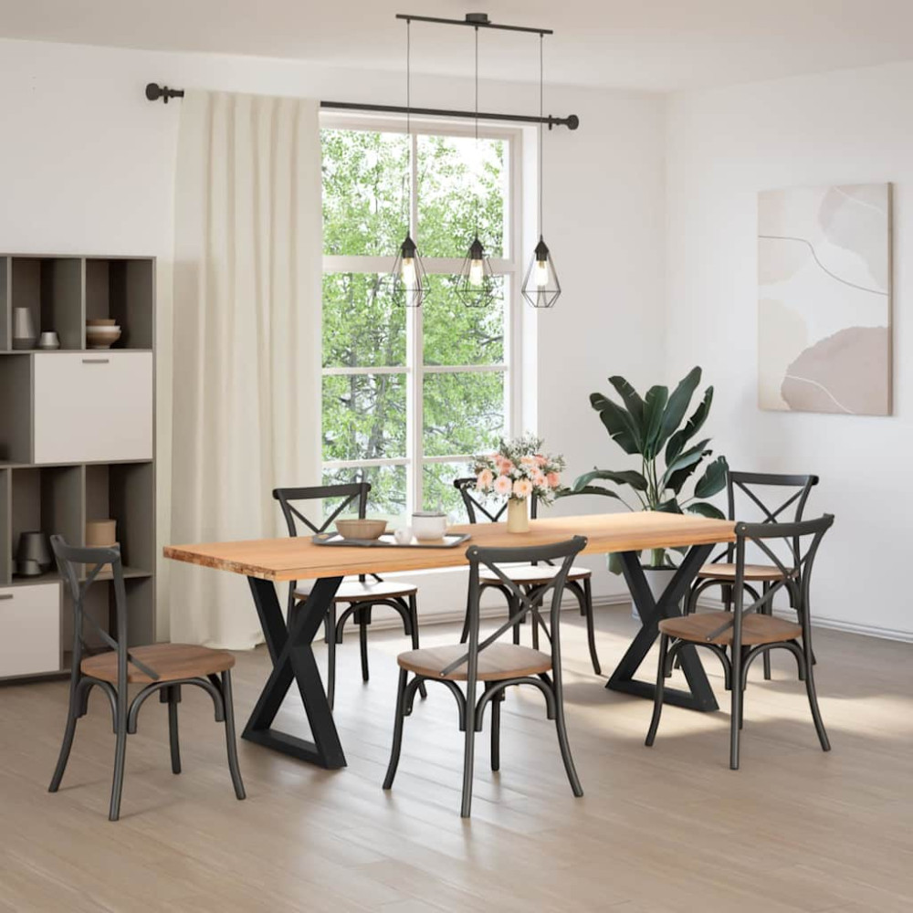 Produktbild för Matbordsben 2 st svarta 80x(72-73,3) cm stål