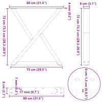 Produktbild för Matbordsben 2 st vita 80x(72-73,3) cm stål