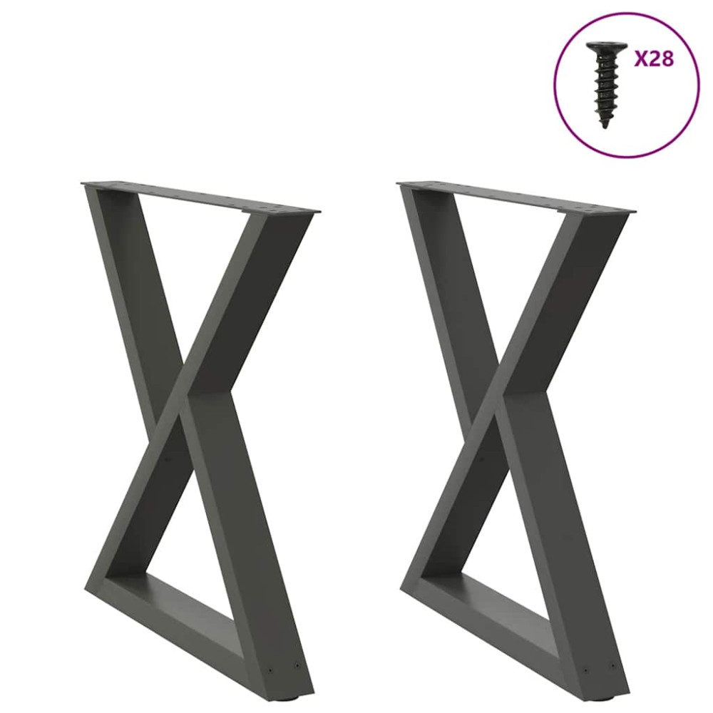 Produktbild för Matbordsben 2 st antracit 80x(72-73,3) cm stål