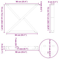 Produktbild för Matbordsben 2 st svarta 90x(72-73,3) cm stål