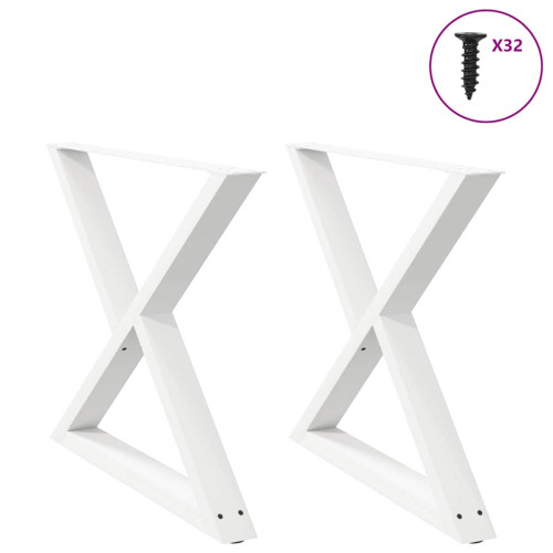 vidaXL Matbordsben 2 st vita 90x(72-73,3) cm stål