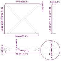 Produktbild för Matbordsben 2 st vita 90x(72-73,3) cm stål