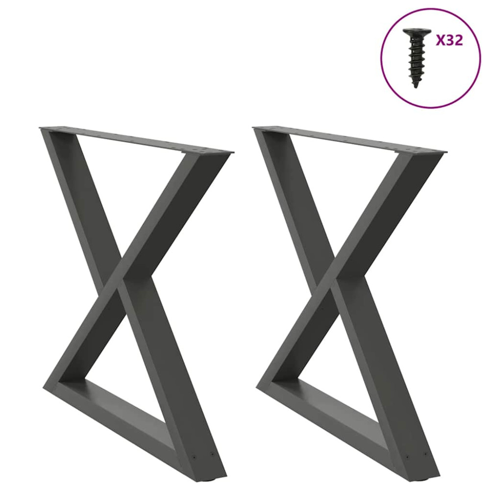 Produktbild för Matbordsben 2 st antracit 90x(72-73,3) cm stål