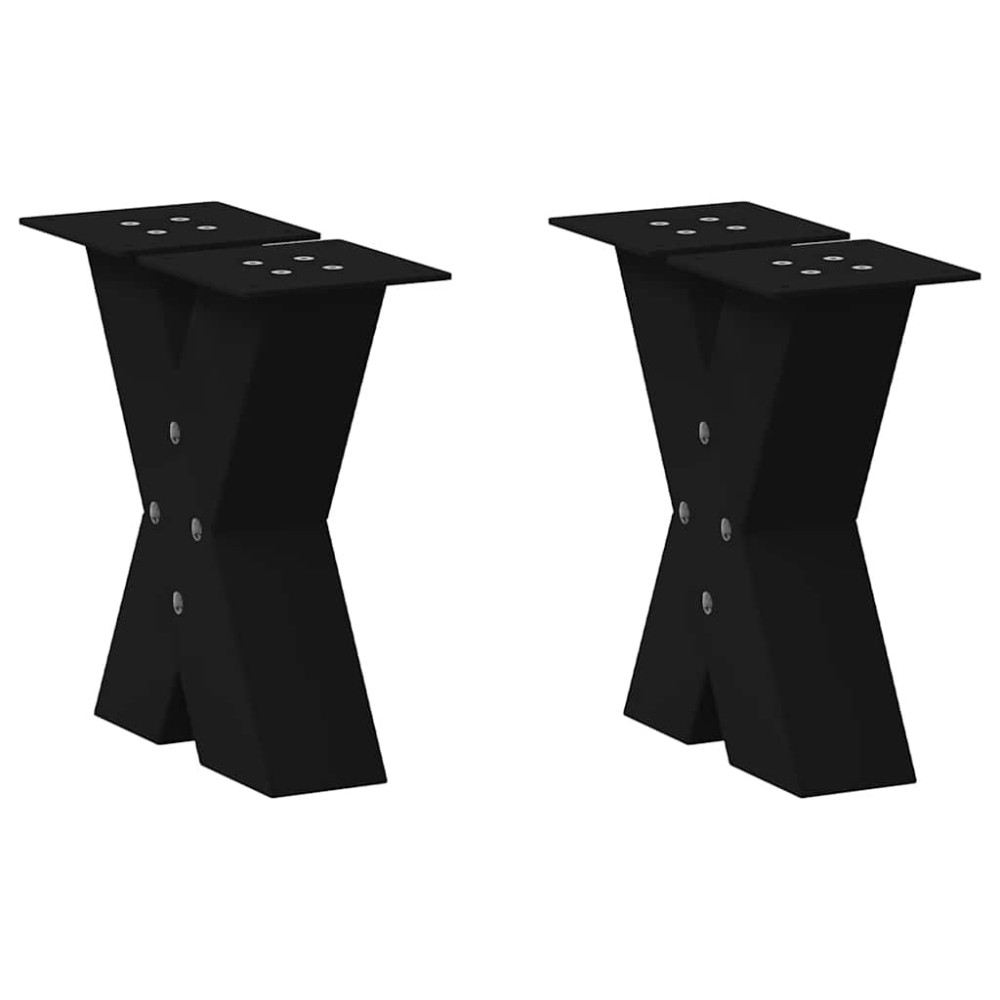 Produktbild för Soffbordsben X-formade 2 st svarta 40x(30-31) cm stål