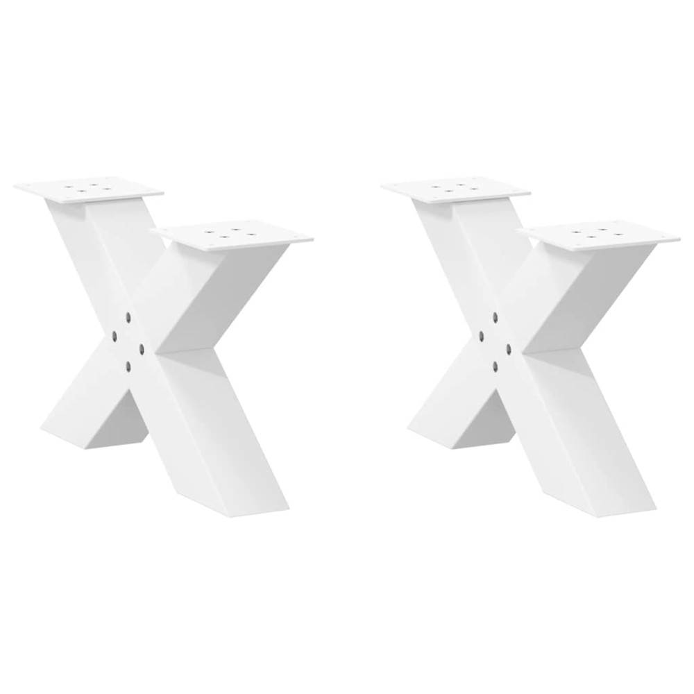 Produktbild för Soffbordsben X-formade 2 st vita 50x(30-31) cm stål